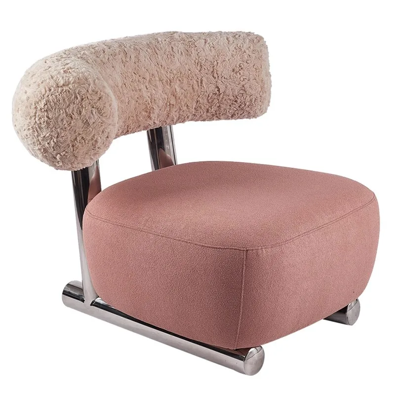 

Nordic style light luxury sofa chair wabi style designer stainless steel single sled back chair