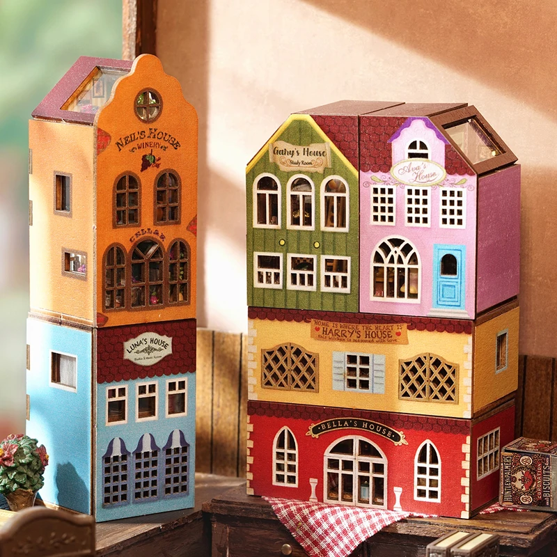 New Diy Mini Rabbit Town Casa Wooden Doll Houses Miniature Building Kits With Furniture Dollhouse Toys For Girls Birthday Gifts