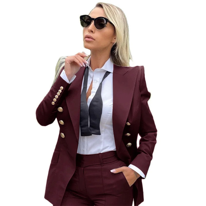 Vrouwen Pak 2 Stuk Zwart Punt Revers Jas Party Smoking Lady Broek Pak Blazer Broek Vrouwelijke Outfit 정장세트여성