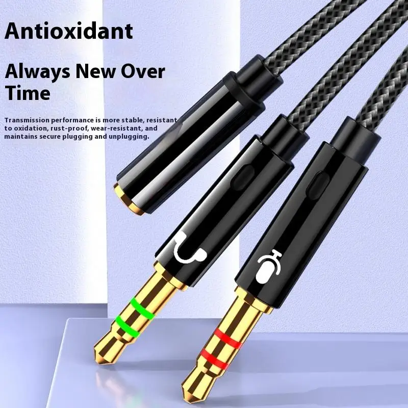 1Pc Audio Converter Y Splitter 3.5mm Female To 2 Dual 3.5mm Male Headphone Microphone For Computer（25/50/100cm）-F(x)