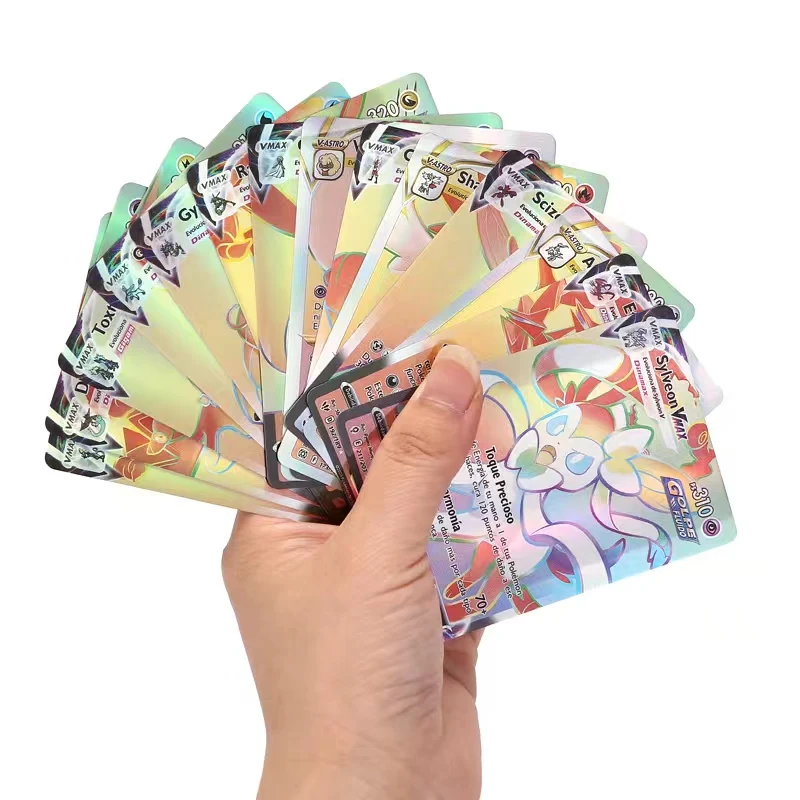 Cartas de Pokémon en Español, juego brillante de Cartas holográficas de arcoíris, de 100 piezas, Vmax, GX, Vstar