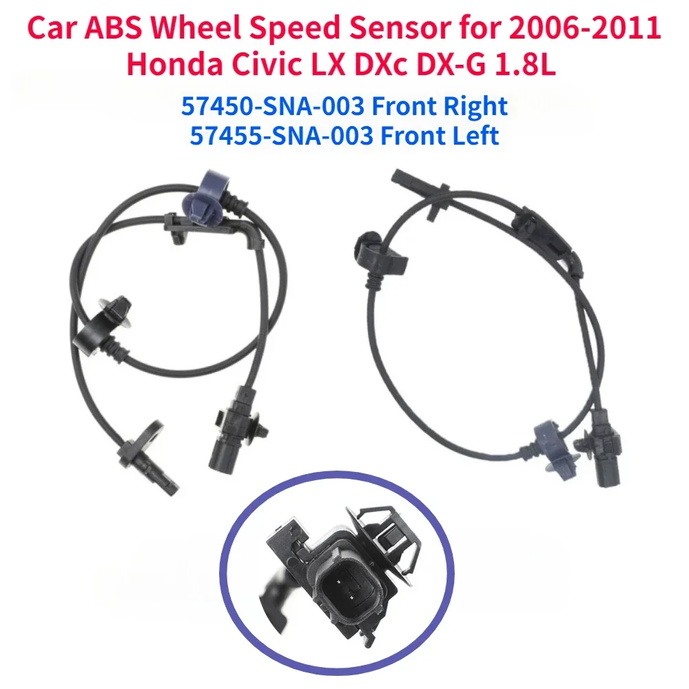 Car Sensors ABS Wheel Speed Sensor for 2006-2011 Honda Civic LX DXc DX-G 1.8L 57450-SNA-003 57455-SNA-003 Front Left Front Right