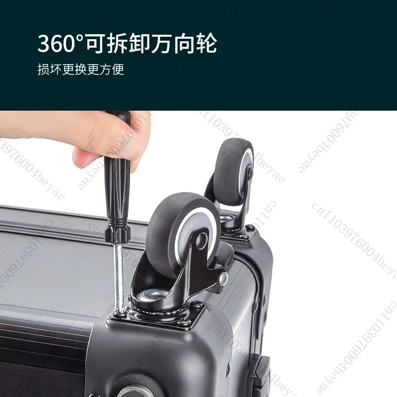 Aluminum Frame Cosmetic Case with Mirror Professional Makeup Artist Tool Box Portable