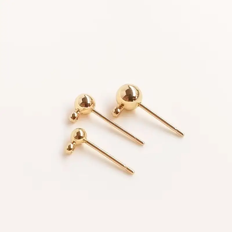 14K الذهب تصفيح الكرة إبرة الفول الأذن مسمار مع حلقة معلقة حبة إبرة معلقة حلقة DIY مجوهرات القرط المواد