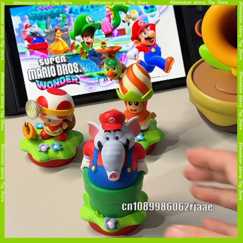 Switch Amiibo Super Mario Bros. Wonder: Figura NFC do Mario Elefante, Capitão Toad e Flor Falante - Em Estoque, Versão Asiática Original