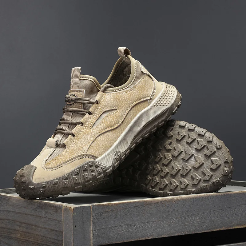 Autumn 2025 New Men's Shoes Leather Casual Versatile Soft-soled Sneakers Non-slip Wear-resistant Outdoor Low-top Hiking Shoes