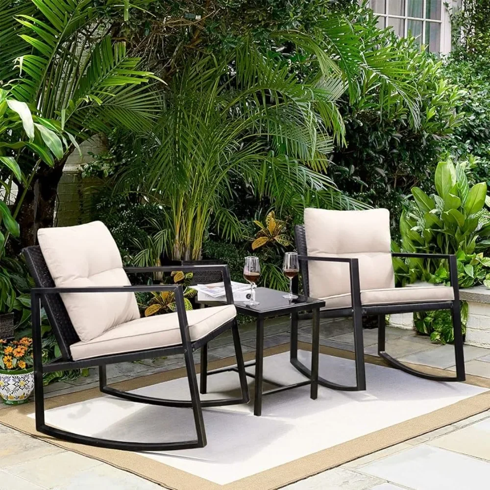 

Patio Outdoor Furniture Conversation Sets With Porch Chairs and Glass Coffee Table Set Garden Freight free