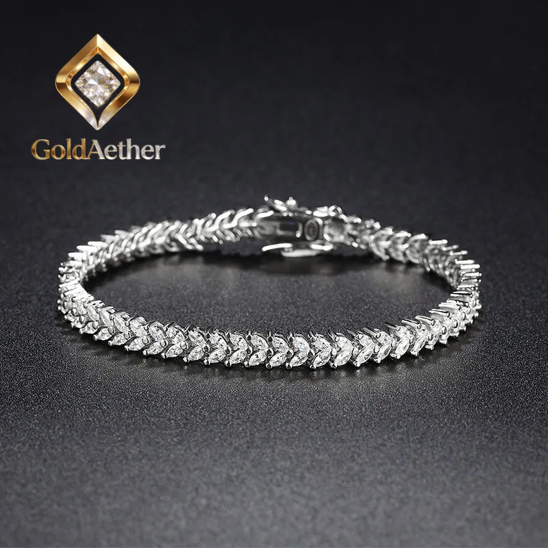 

GoldAether Luxury Solid Platinum PT950 Horse eye diamond moissanite wheat ear women's bracelet ins niche design