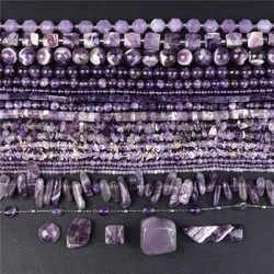 New Fine Natural Amethyst Stone Bead Purple Quartz Crystal Healing Loose Spacer DIY Beads Fit Jewelry Making Handmade Supplies