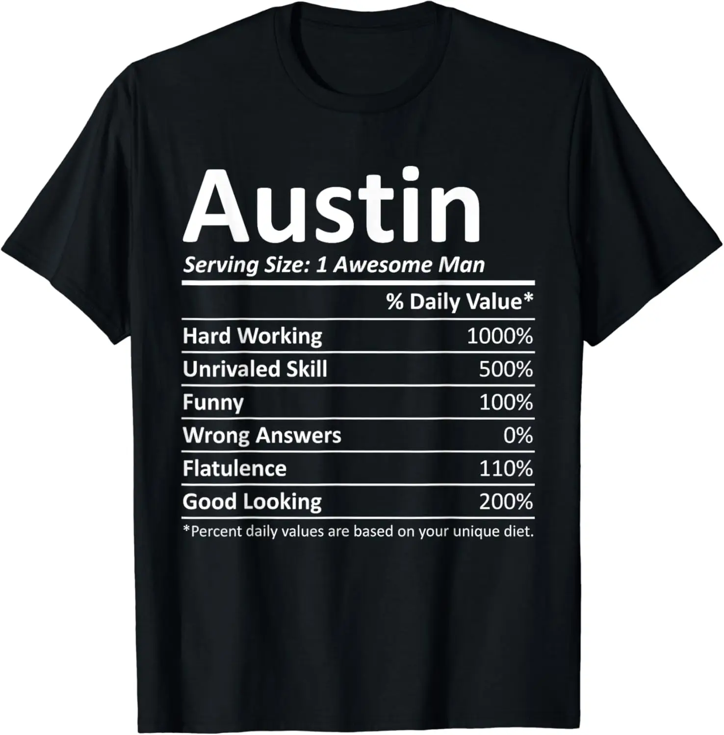 

AUSTIN Nutrition Funny Birthday Personalized Name Gift Idea T-Shirt