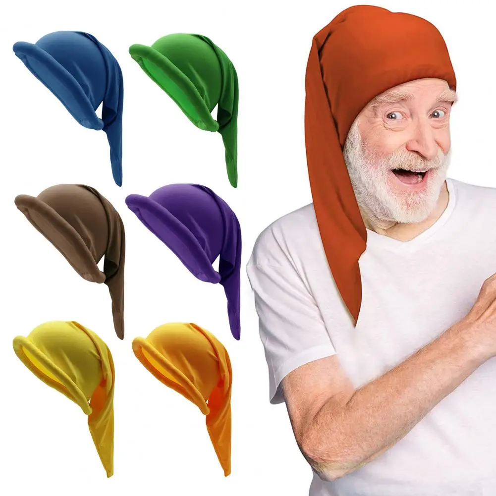 Dwarf Hat Caps Xmas Solid Color Elf Cosplay Kids Costume Halloween Christmas Birthday Party Props 7 Colors