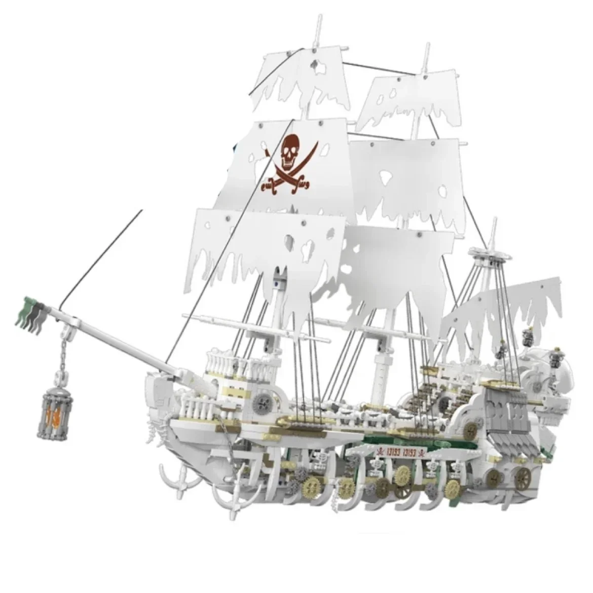 Bloques de construcción de barco pirata blanco, 3769 Uds., esqueleto, barco fantasma, modelo, montaje de ladrillos, juguetes, decoración de escritorio, regalos de navidad para niños