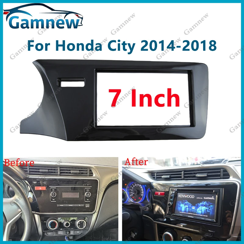 7 inch 2DIN Car Fascia Radio Panel For Honda City Ballade Grace 2014-2018 Greiz 2015+ Frame Kit Install Facia Face Plate