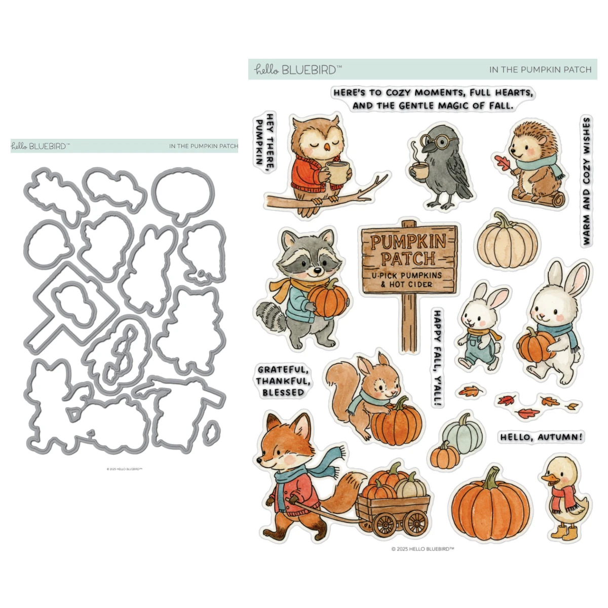 

2025 New Hello Bluebird Christmas Elk Metal Dies and Stamps in the Pumpkin Patch Die DIY Scrapbooking Greeting Card Holiday Gift