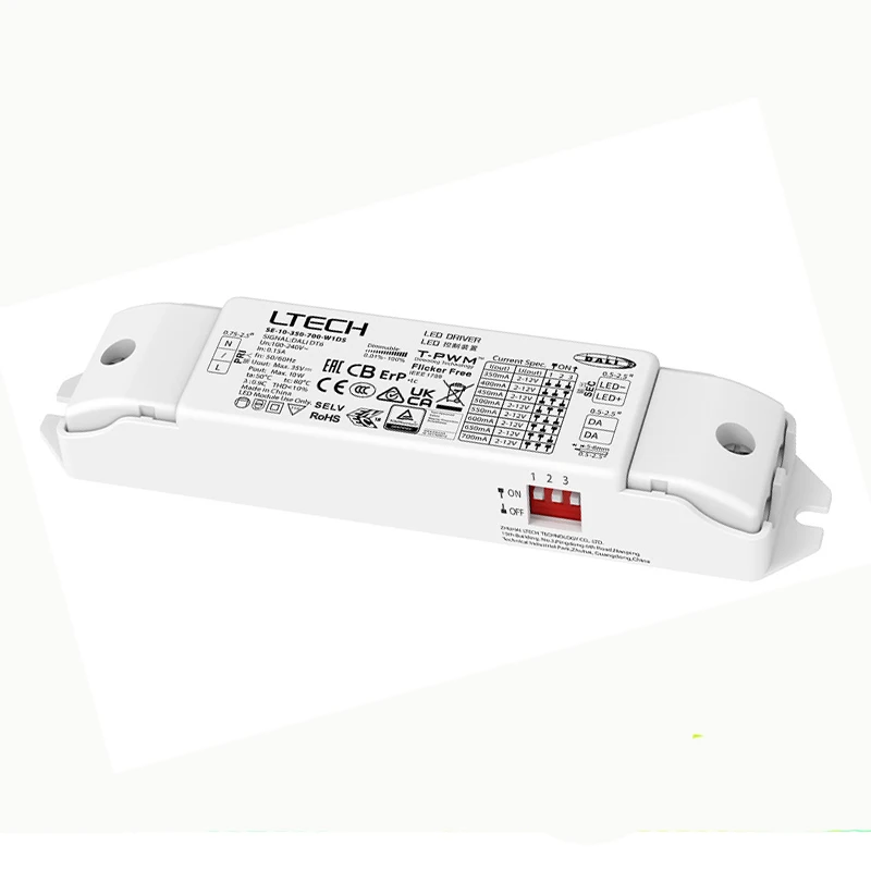 Nowy sterownik przyciemniania DALI, wejście AC100-240V, wyjście 100mA-700mA 10W 12W; T-PWM bez migotania CE możliwość ściemniania inteligentna moc