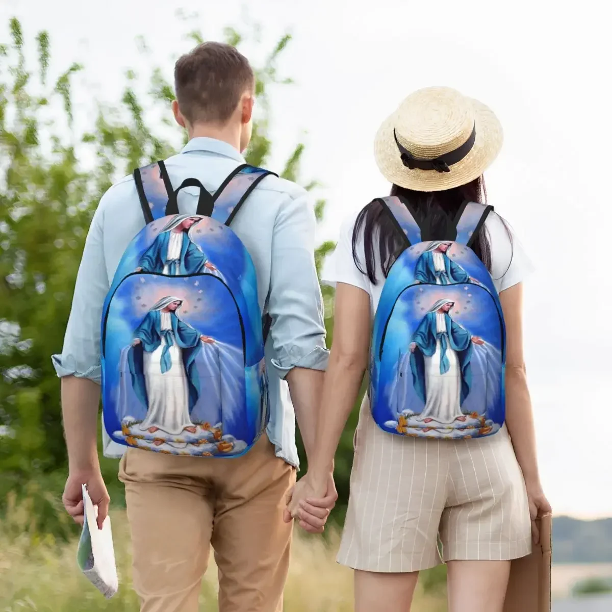 3D Custom Catholic Virgin Mary Travel Canvas Backpack  Men School