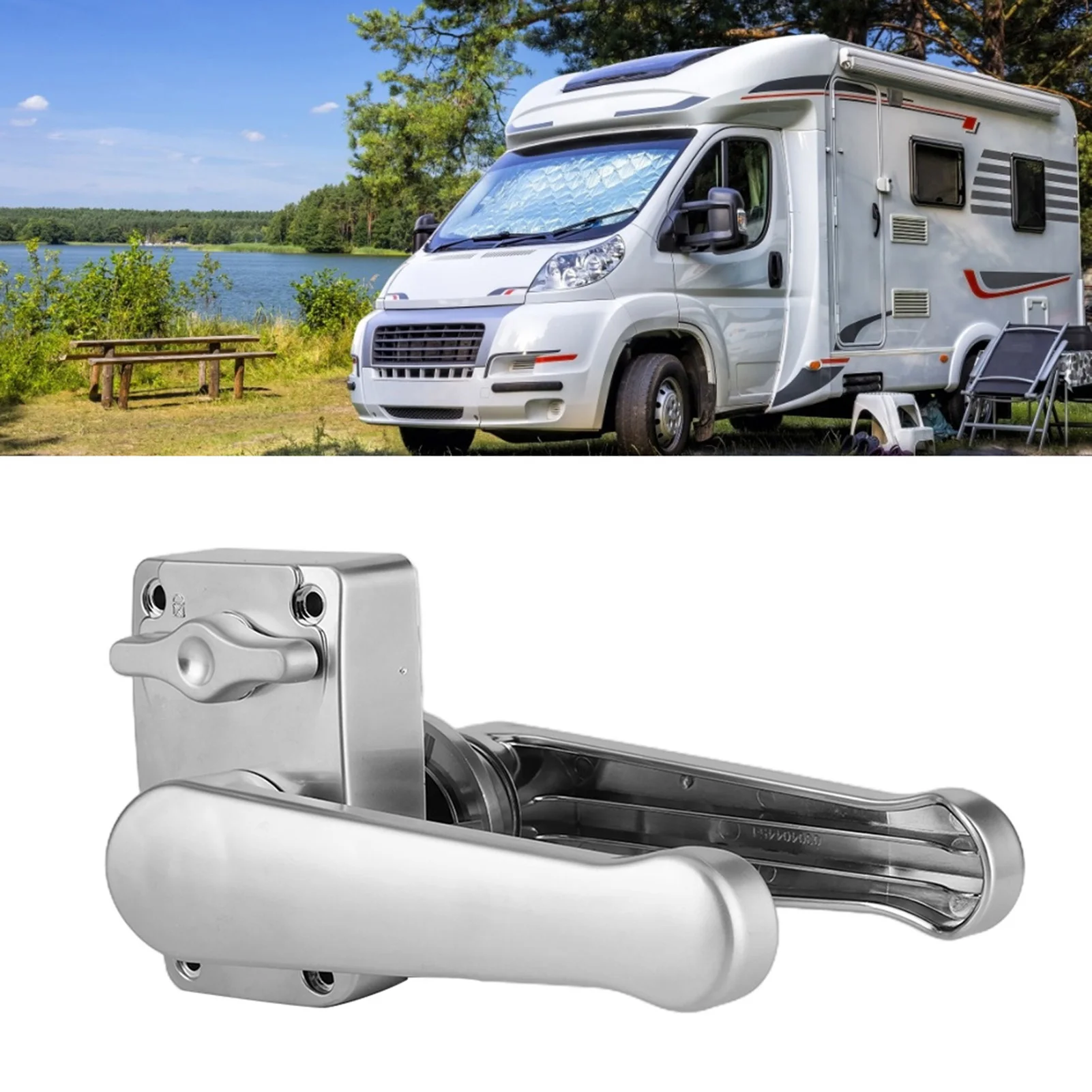 

Комплект дверных ручек-замков с рычагом для туалета и ванной комнаты, полированный хром, для автодомов и яхт