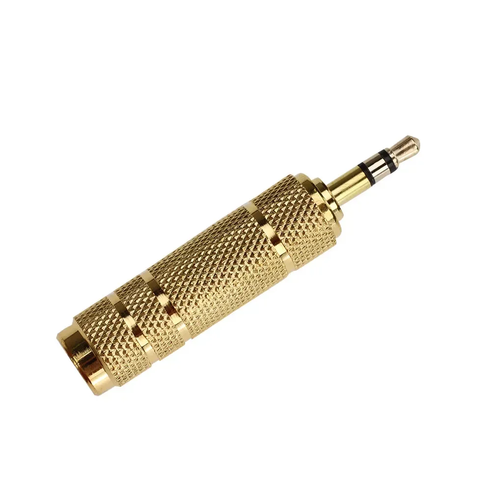 100 peças adaptador de áudio estéreo banhado a ouro 3.5mm macho para 6.35mm fêmea conversor de fone de ouvido para celular pc notebook