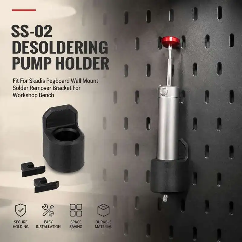 SS‑02 Desoldering Pump Holder Fit For Skadis Pegboard Wall Mount Solder Remover Bracket For Workshop Bench