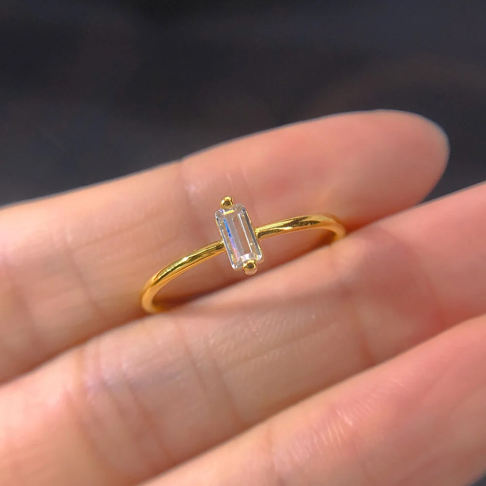 Fashion Designer Geometric Zirconia Rings for Women Thin Minimalist Dating Marriage Tennis Gold Color Ring Trendy Jewelry KAR185