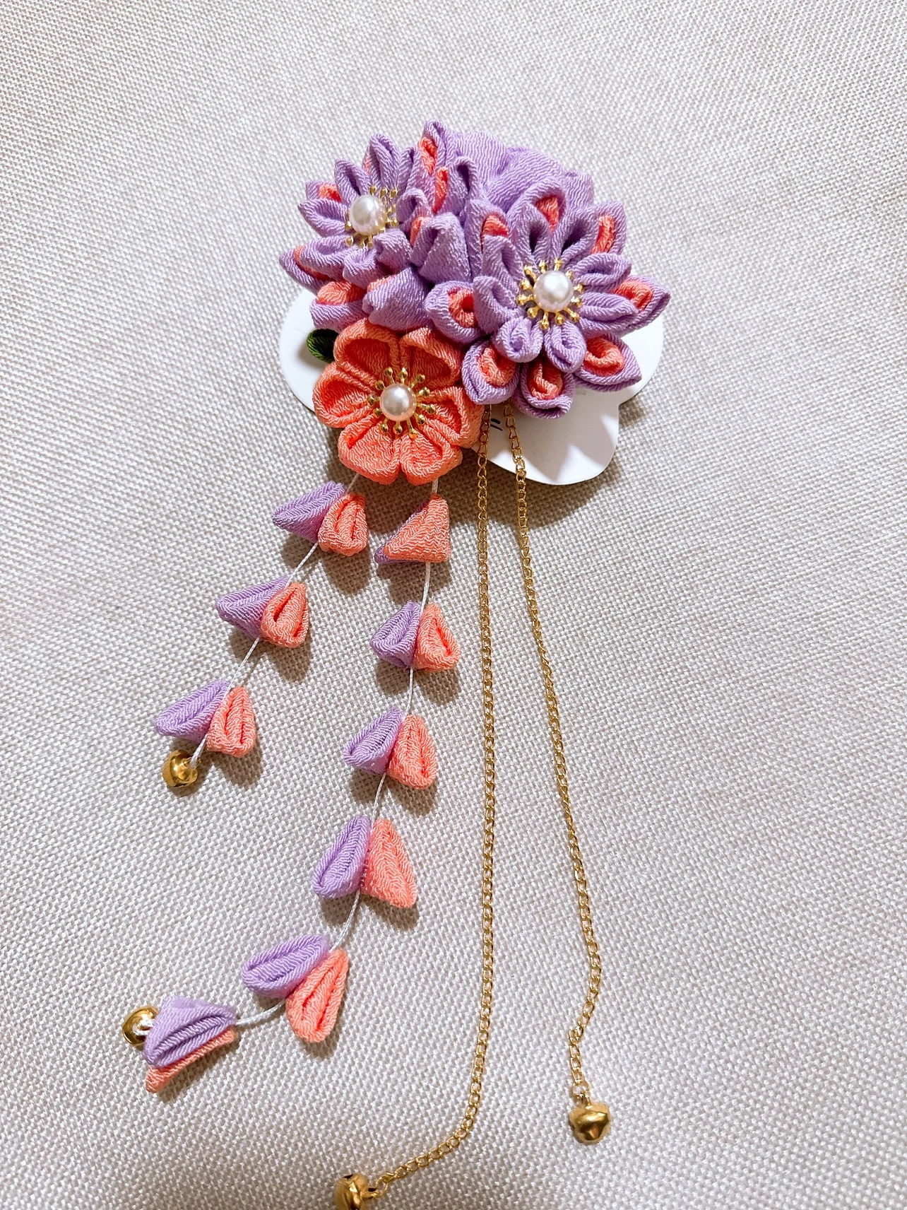 Japanese Sle Fine Work Tassel  Hair Clip Traditional Kimono Photohoot Hair Accory Handmade Cloth Headwear Floral Pin