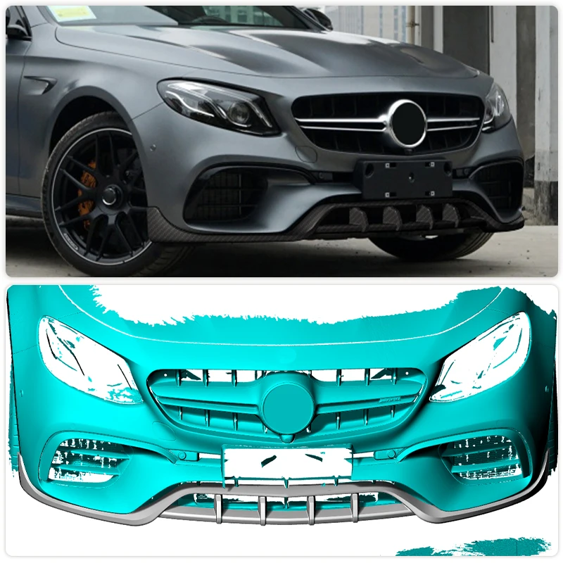 Car Front Bumper Lip for Mercedes Benz E Class W213 E63 AMG 4D 2016-2019 Carbon Fiber Front Lip Splitters Chin Protector Guard