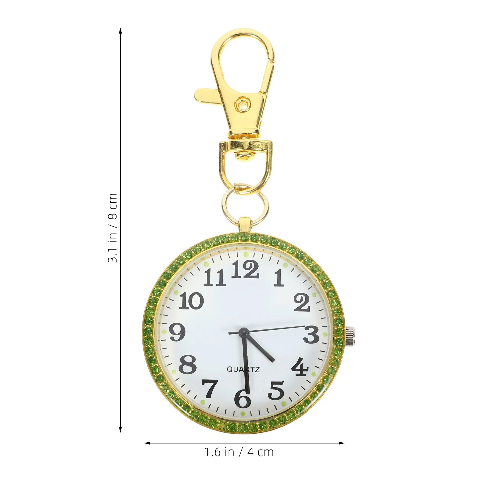 

2Pcs Kids Keychain Pocket Watch Clip on Portable Zinc Alloy Rhinestones Key Ring Gift for Women Men Nurse Unisex