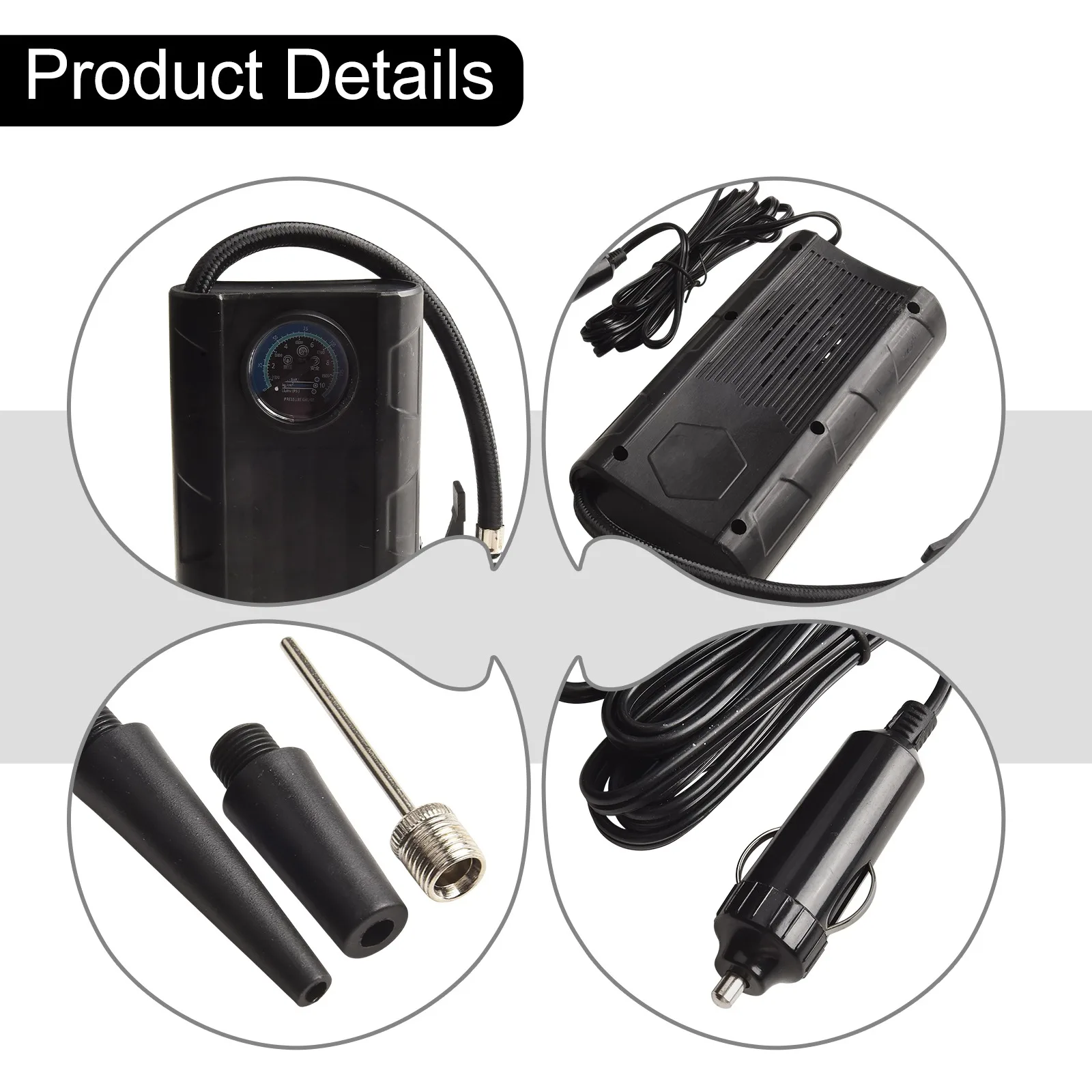 120W Car Air Pump Electric Air Compressor Portable Self Propelled Tire Pump 100-150PSI Handheld Car Air Pump