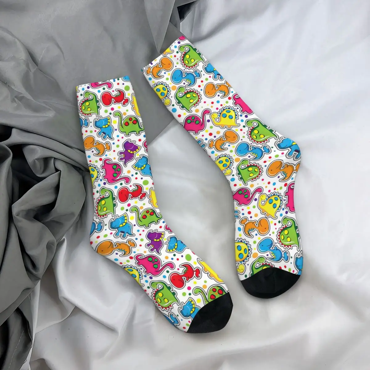 

Носки на все сезоны, красочные, с милыми динозаврами, модные длинные носки для мужчин и женщин, подарки на День святого Валентина