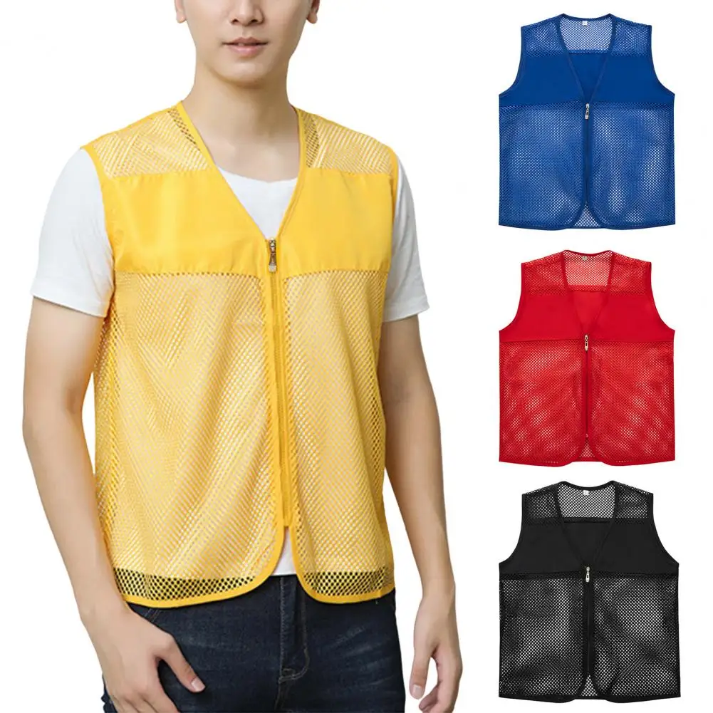 Unisex Vest Zipper Closure Sleeveless Breathable Solid Color Outdoor Women Men Vest Coat Daily Wear Unisex Waistcoat Vest Jacket