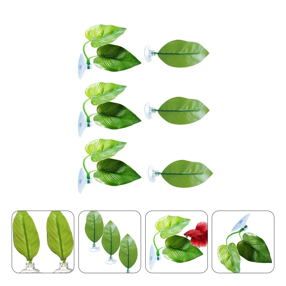 

6Pcs Simulation Leaves Decoration Lifelike Aquarium Plant for Fish Tank Artificial Landscape with Suction Cups Safe