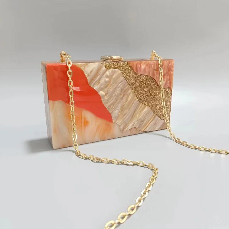 Wedding Acrylic Banquet Shoulder Evening Party Clutch New Patchwork Chain Bag Crossbody Branded Women Luxury Designer Handbag