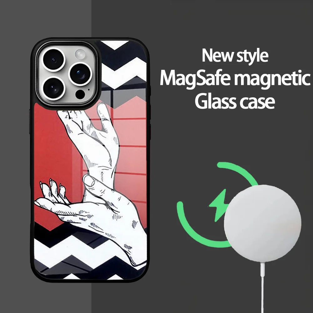 

T-TWIN PEAKS Phone Case For IPhone 16 15 14 13 12 11 Pro Max Plus Mini Magsafe Mirror Wireless Magnetic Cover