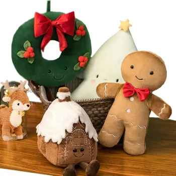 Christmas Ginger Bread Plush Pillow Stuffed Chocolate Cookie Cabin House Decor Cushion…