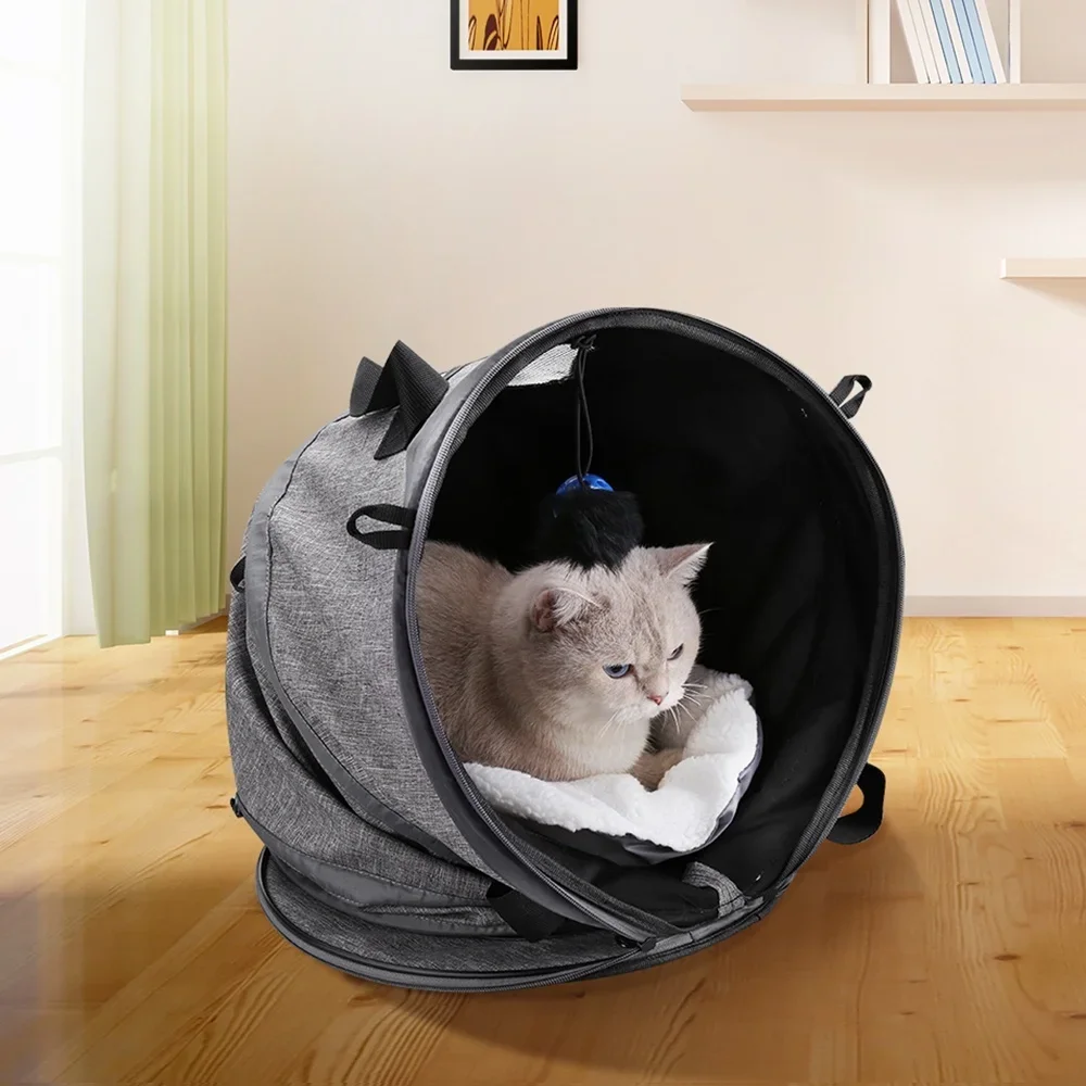 Multifunctional Cat Carrier Portable Bed Collapsible Cat Tunnel With Changeable Shapes Mat Toys Docamor Foldable Pet Carrier