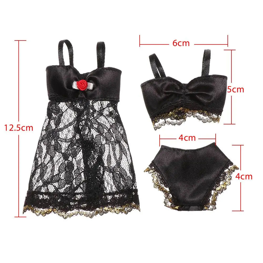 3PCS/Set Doll Skirt Lace Night Dress Bra Underwear 3 In 1 Clothes Set Sexy Pajamas Lingerie Dolls Accessories Baby Doll Toys