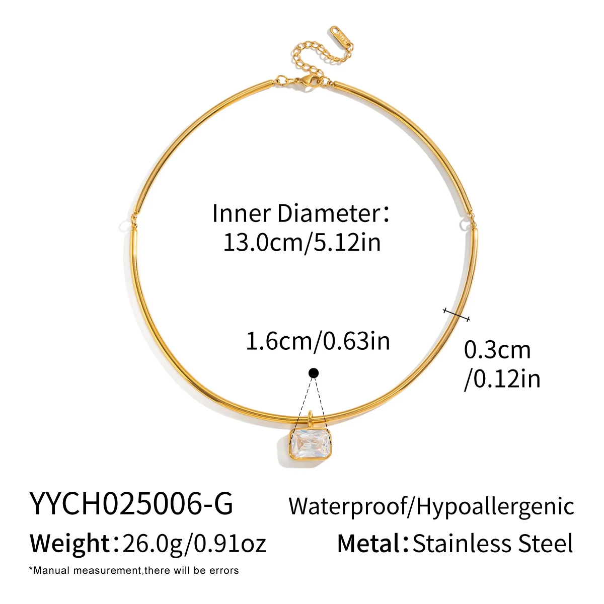 Miia Jewelry 18K Gold Edelstahl Choker Halskette Geometrischer Mehrform-Kristallanhänger Halskette für Frauen – Detail 7