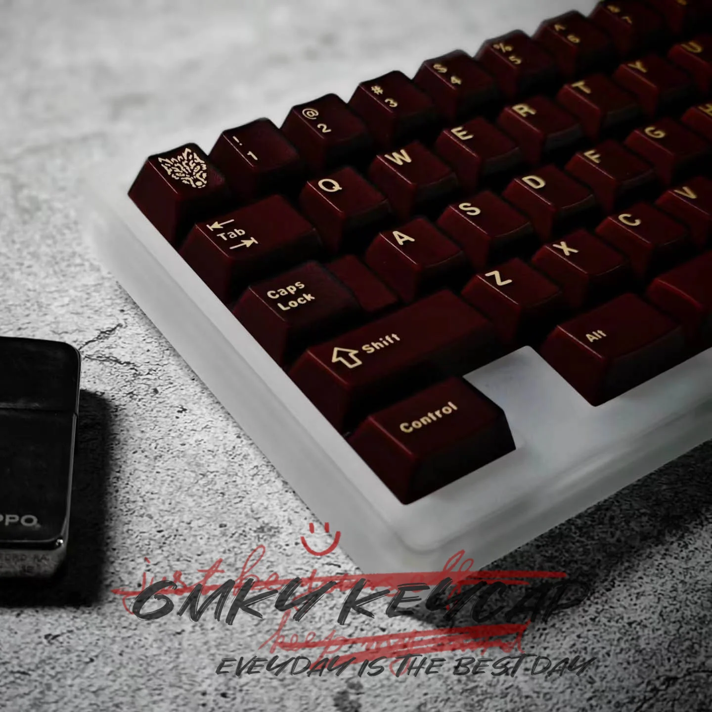 GMKY Red BLUE Semitransparent Keycaps Cherry Profile DOUBLE SHOT ABS FONT PBT Keycaps ABS Font for MX Switch Mechanical Keyboard