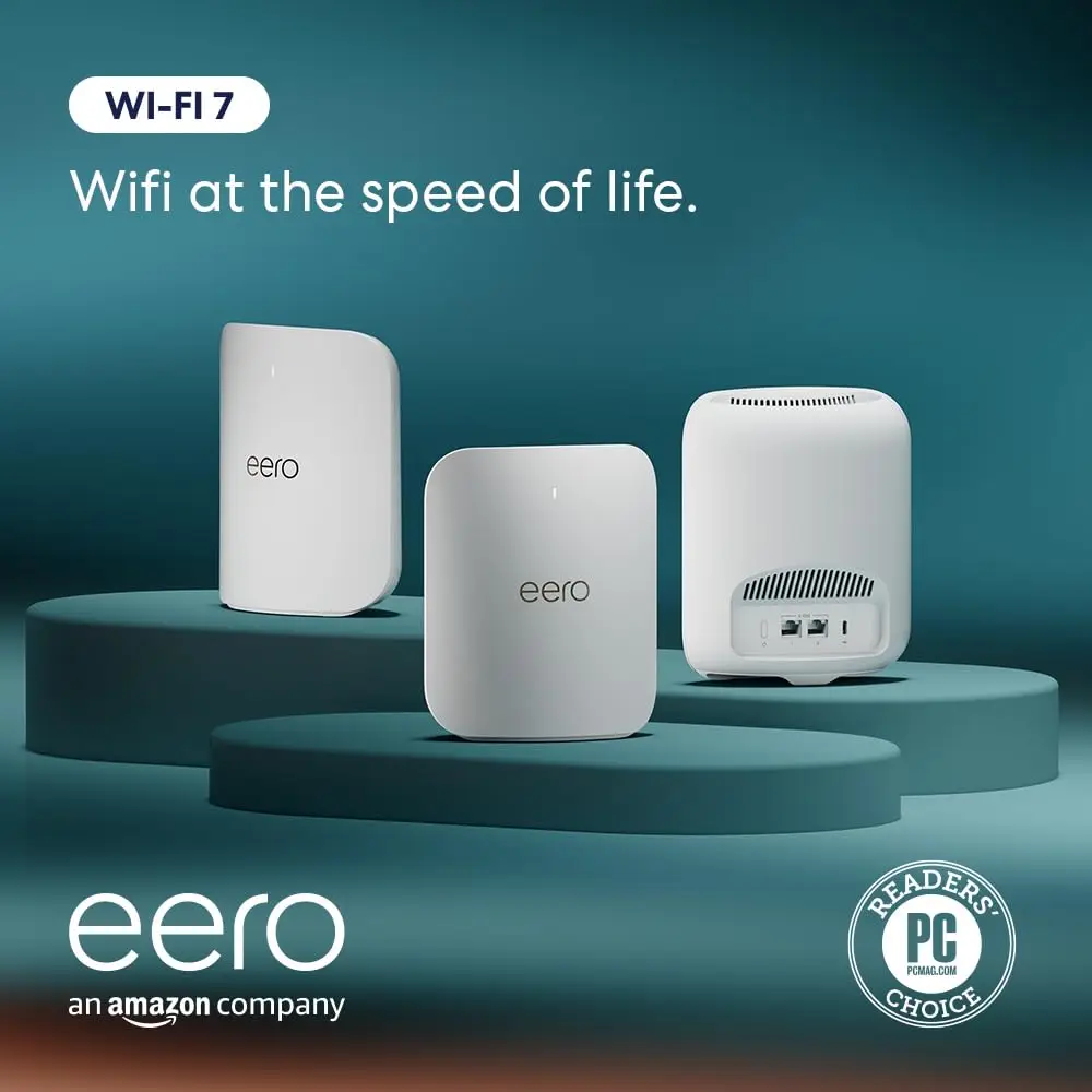 

tri-band mesh Wi-Fi 7 router (newest model) - Supports internet plans up to 5 Gbps, Coverage up to 6,000 sq. ft., 3-pack