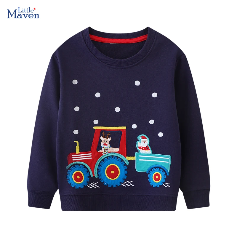 Little maven Hoodies  Kids Clothes Baby Boys Girls Children\'s Clothing 2024 Autumn Spring New Cartoon Christmas Sweatshirts