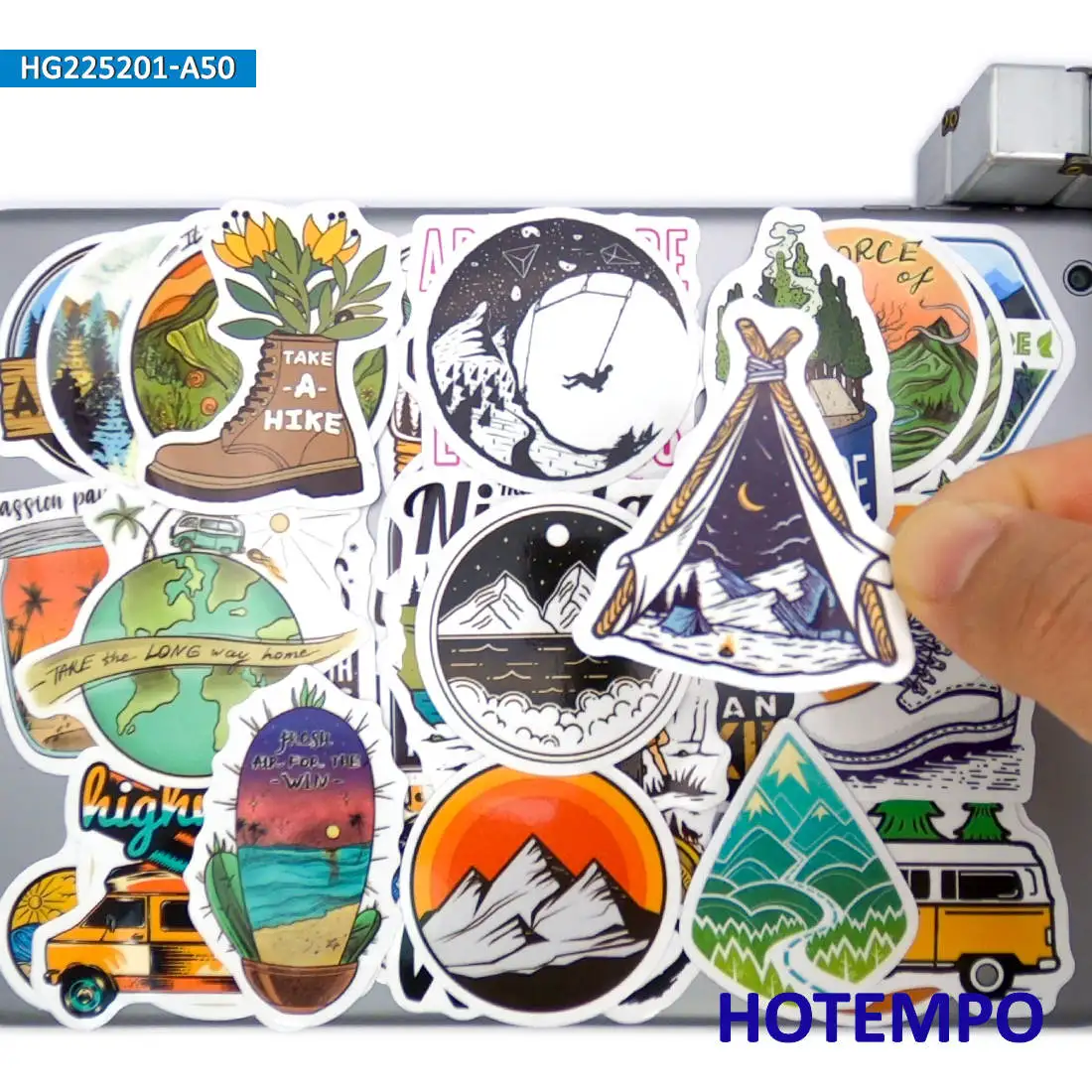 20/30/50PCS Camping Stickers Climbing Hiking Wild Adventure Outdoor Travel Decals for Scrapbook Car Laptop Phone Luggage Sticker