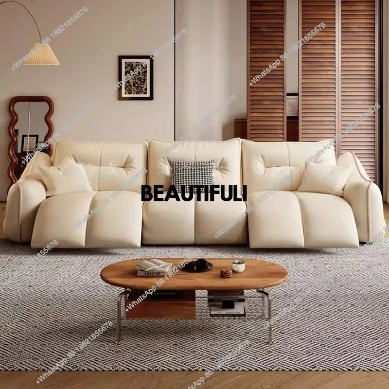 

E182 Italian Beige Electric Sofa Strong Modern Luxury Relax 3 Seater Sofa Living Room Recliner Lazy Divano Moderno Furniture Hom