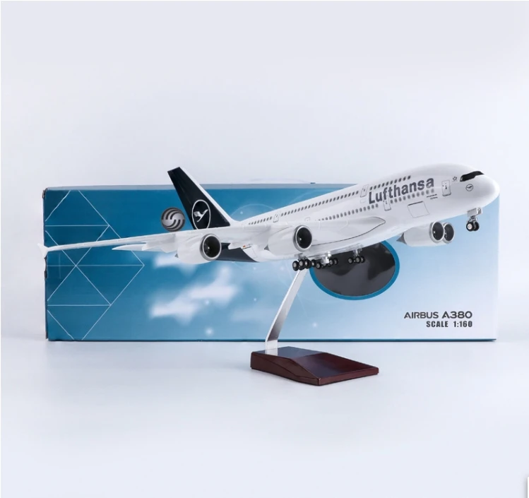 Per la Lufthansa A380 modello di aereo Appassionato di aerei giocattolo 47CM Modello in resina di aeroplani con supporto Display da collezione Regalo