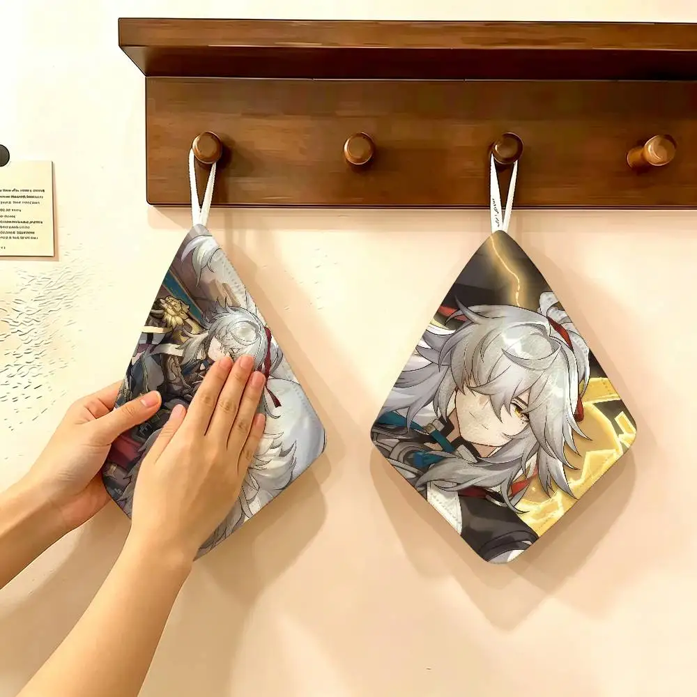 Honkai Star Rail Jing Yuan Polyester Cotton Hanging Kitchen Towel, Absorbent Hand Wiping Cloth for Daily Cleaning Drying
