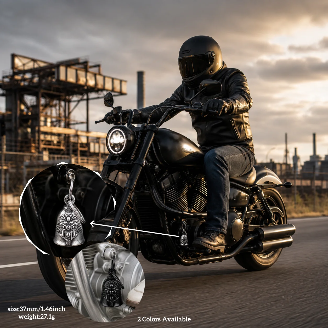 Chamica Motorcycle Angel Biker Bell Accessory or Key Chain for Luck on the Road, Car, Men Women Gift