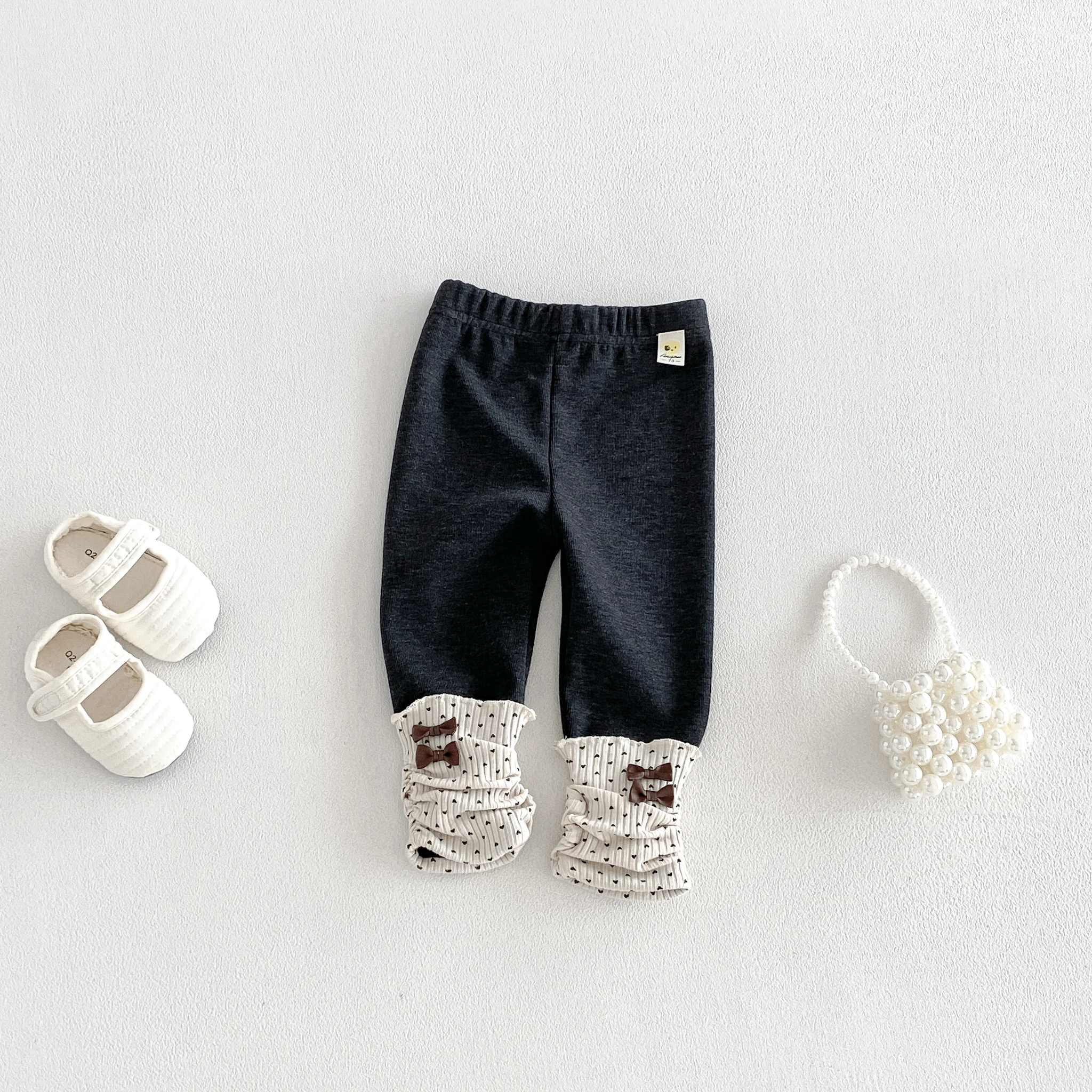 New Autumn-Winter Girls' Underwear: Polka Dot Puff Pants with Elastic, Warm Long Trousers for baby Girls
