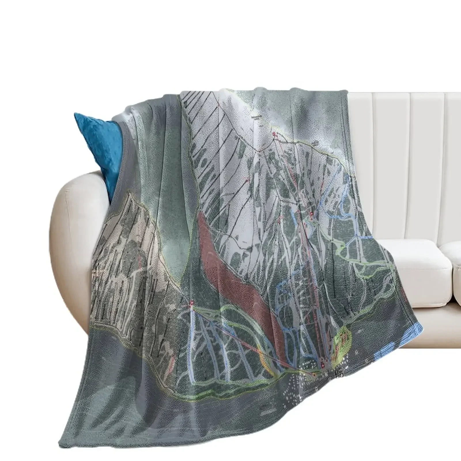 

Castle Mountain Resort Trail Map Throw Blanket Polar heavy to sleep Blankets