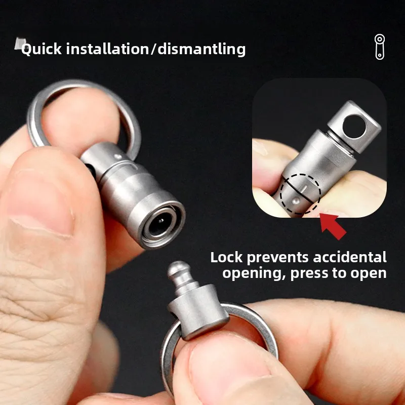Titanium Alloy Lockable Quick Release Connector Miniature Rotating Link Keychain Anti-accidental Opening Durable Metal Gift