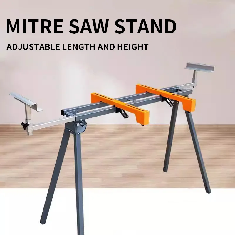 Mitre Saw Stand with Clamp Folding Woodworking Stand Steel Mitre Saw Stand Adjustable Length and Height