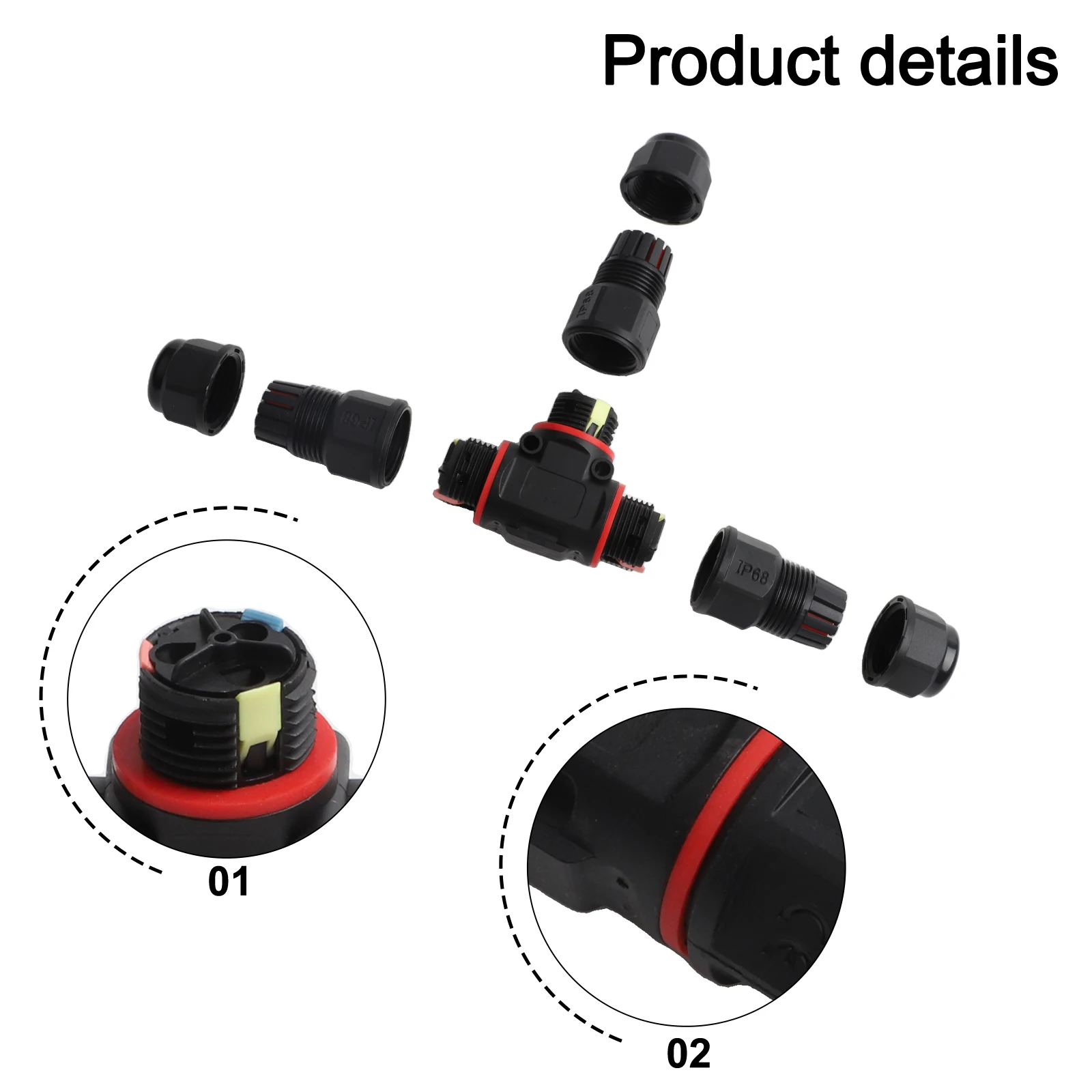 IP68 Waterproof T-Shape Junction Box For Garden Lighting Copper Core Conductors Dustproof Seal Versatile Compatibility